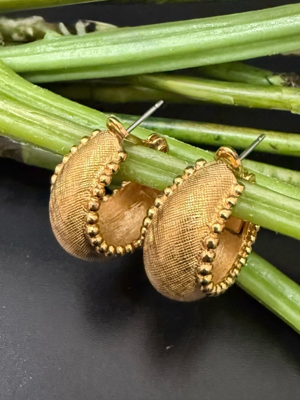 MONET Brushed Gold-tone Chunky Small Hoop Huggie Omega Clip Earrings